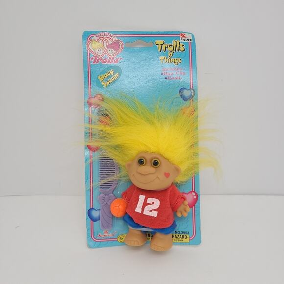 Vintage 1998 Imperial Sweetheart Troll “Stacy Soccer” Yellow Hair & Eyes New - Picture 1 of 4